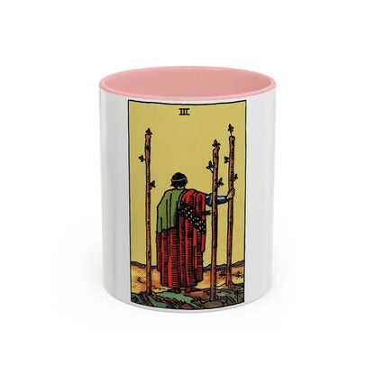 The 3 of Wands (Tarot Card) Accent Coffee Mug 11oz Pink - Go Mug Yourself