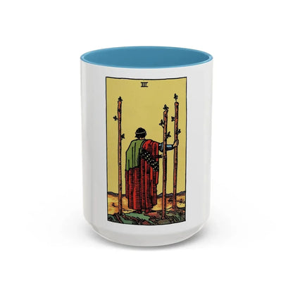 The 3 of Wands (Tarot Card) Accent Coffee Mug 15oz Light Blue - Go Mug Yourself