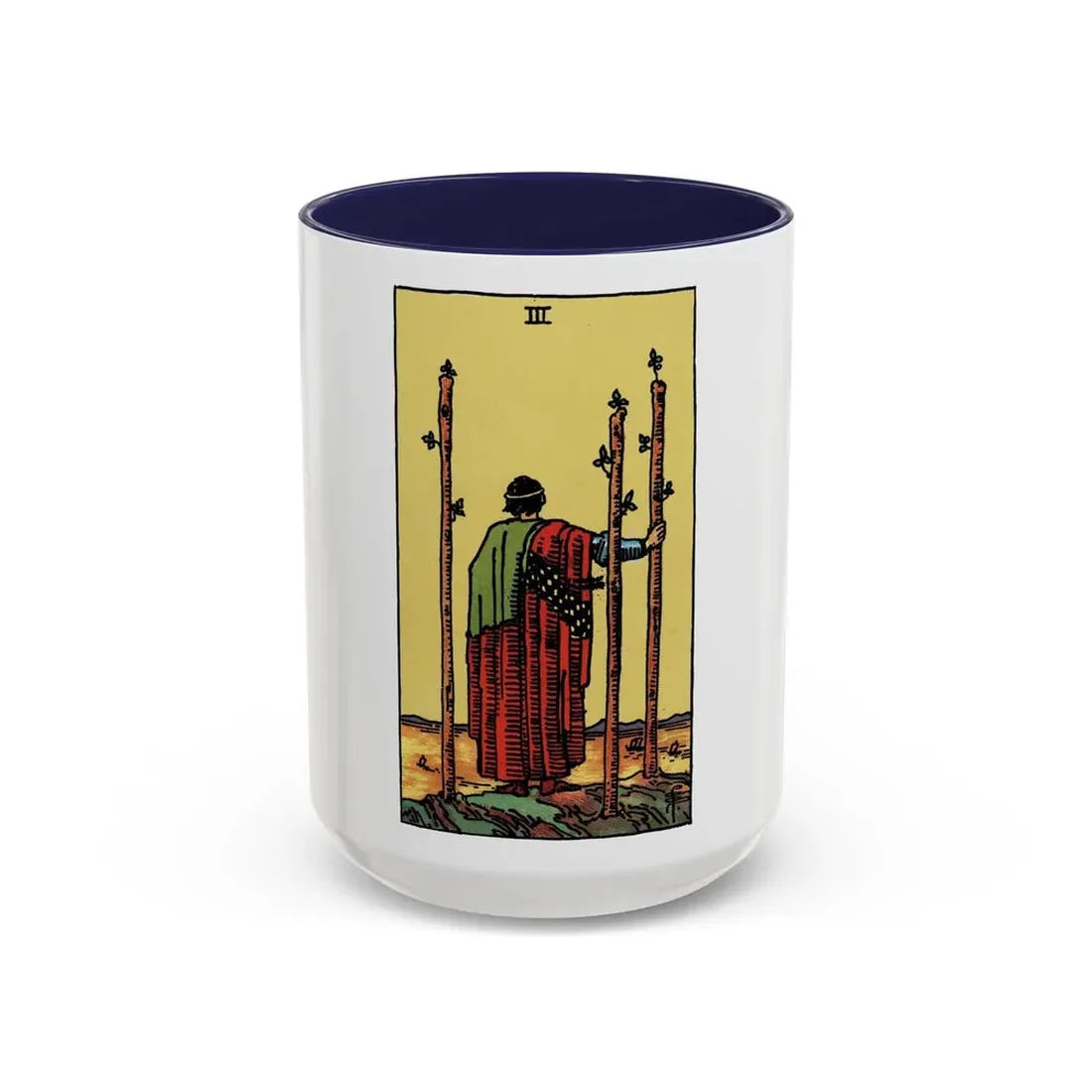 The 3 of Wands (Tarot Card) Accent Coffee Mug 15oz Navy - Go Mug Yourself