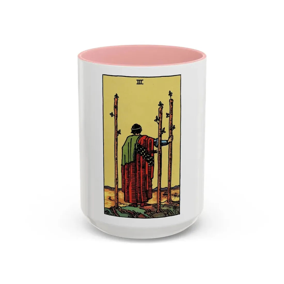 The 3 of Wands (Tarot Card) Accent Coffee Mug 15oz Pink - Go Mug Yourself