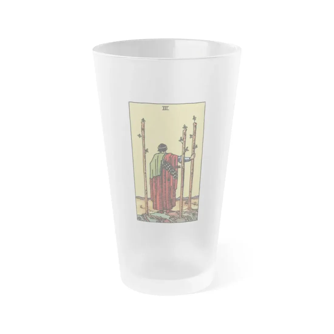 The 3 of Wands (Tarot Card) Frosted Pint Glass 16oz Default Title - Go Mug Yourself