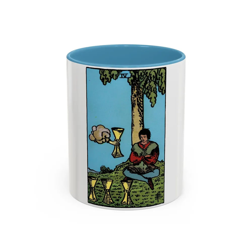 The 4 of Cups (Tarot Card) Accent Coffee Mug-11oz-Light Blue-Go Mug Yourself
