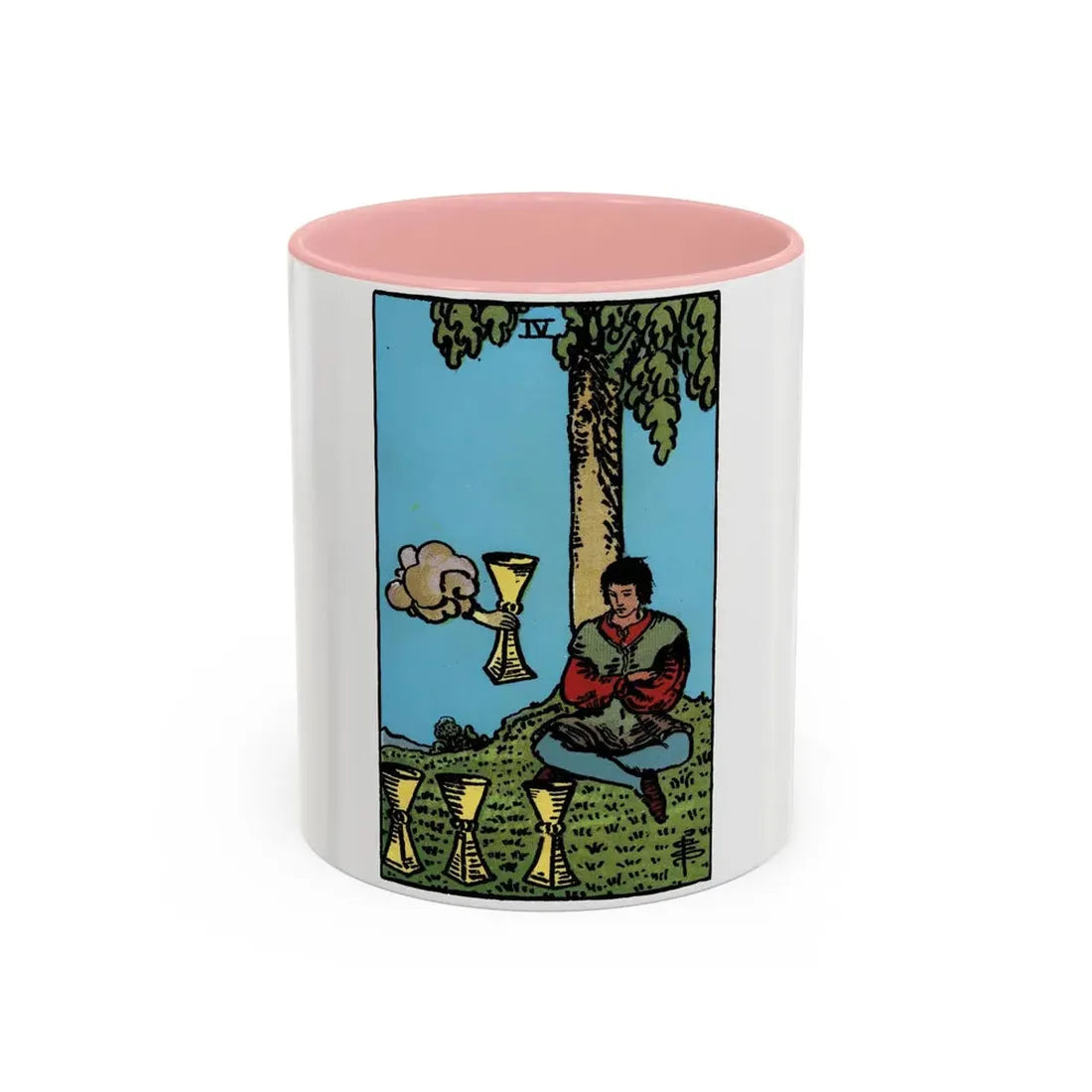 The 4 of Cups (Tarot Card) Accent Coffee Mug 11oz Pink - Go Mug Yourself