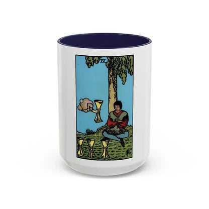 The 4 of Cups (Tarot Card) Accent Coffee Mug 15oz Navy - Go Mug Yourself