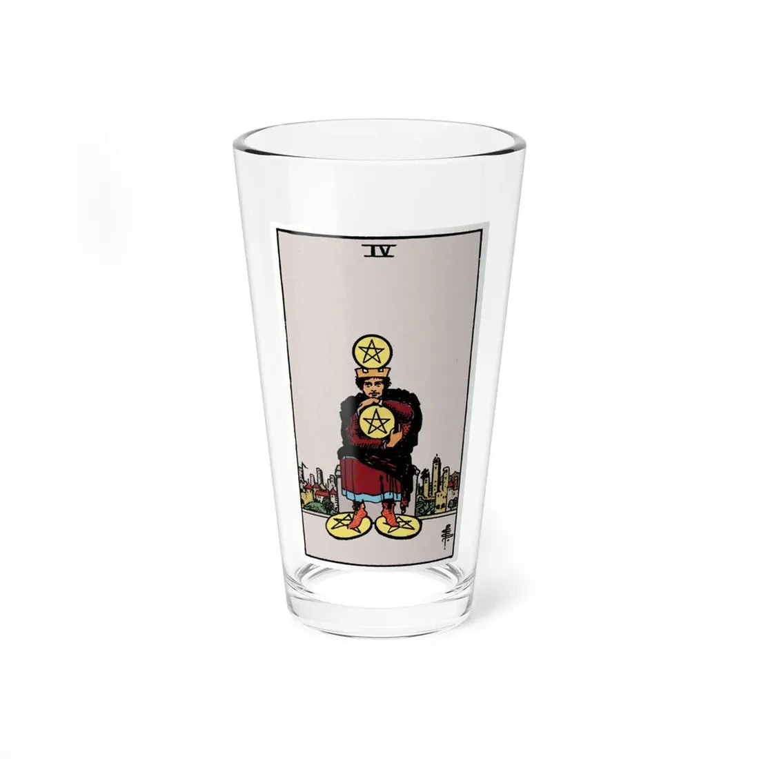 The 4 of Pentacles (Tarot Card) Pint Glass 16oz 16oz - Go Mug Yourself