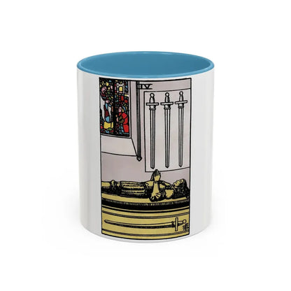 The 4 of Swords (Tarot Card) Accent Coffee Mug 11oz Light Blue - Go Mug Yourself