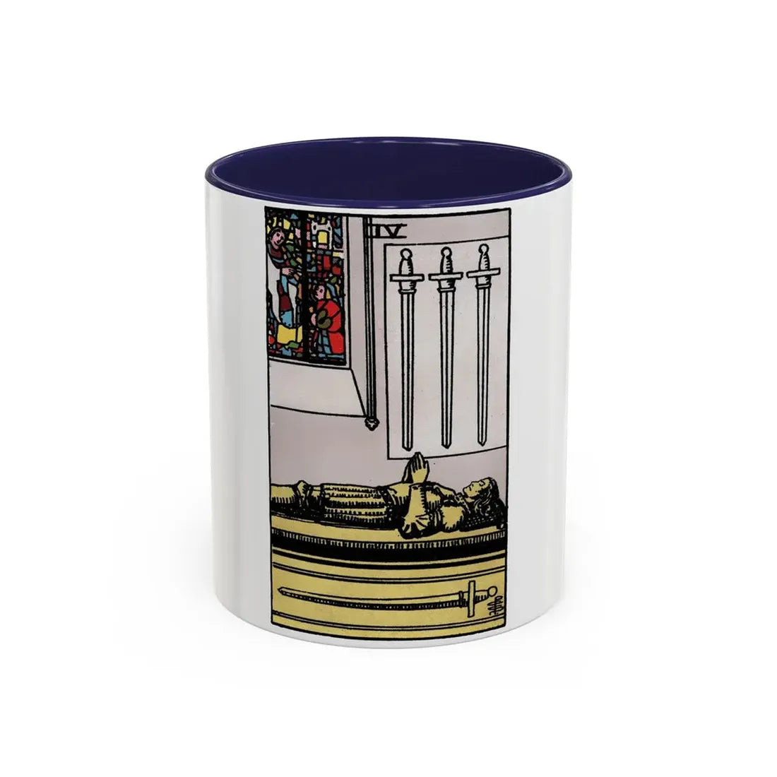 The 4 of Swords (Tarot Card) Accent Coffee Mug 11oz Navy - Go Mug Yourself