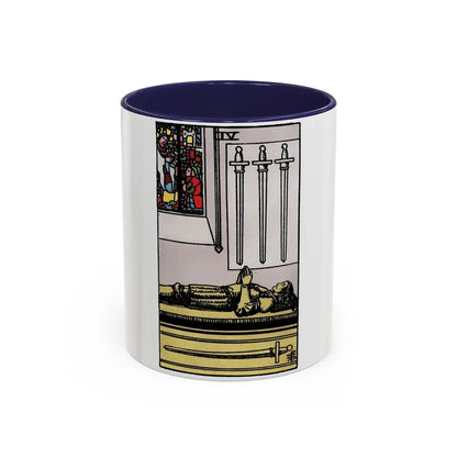 The 4 of Swords (Tarot Card) Accent Coffee Mug 11oz Navy - Go Mug Yourself