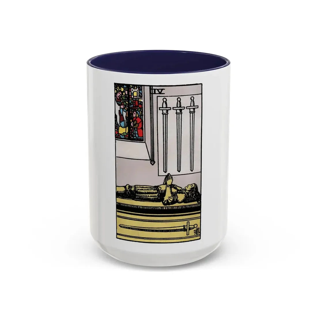 The 4 of Swords (Tarot Card) Accent Coffee Mug 15oz Navy - Go Mug Yourself