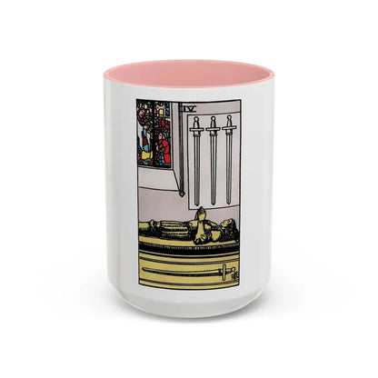 The 4 of Swords (Tarot Card) Accent Coffee Mug 15oz Pink - Go Mug Yourself