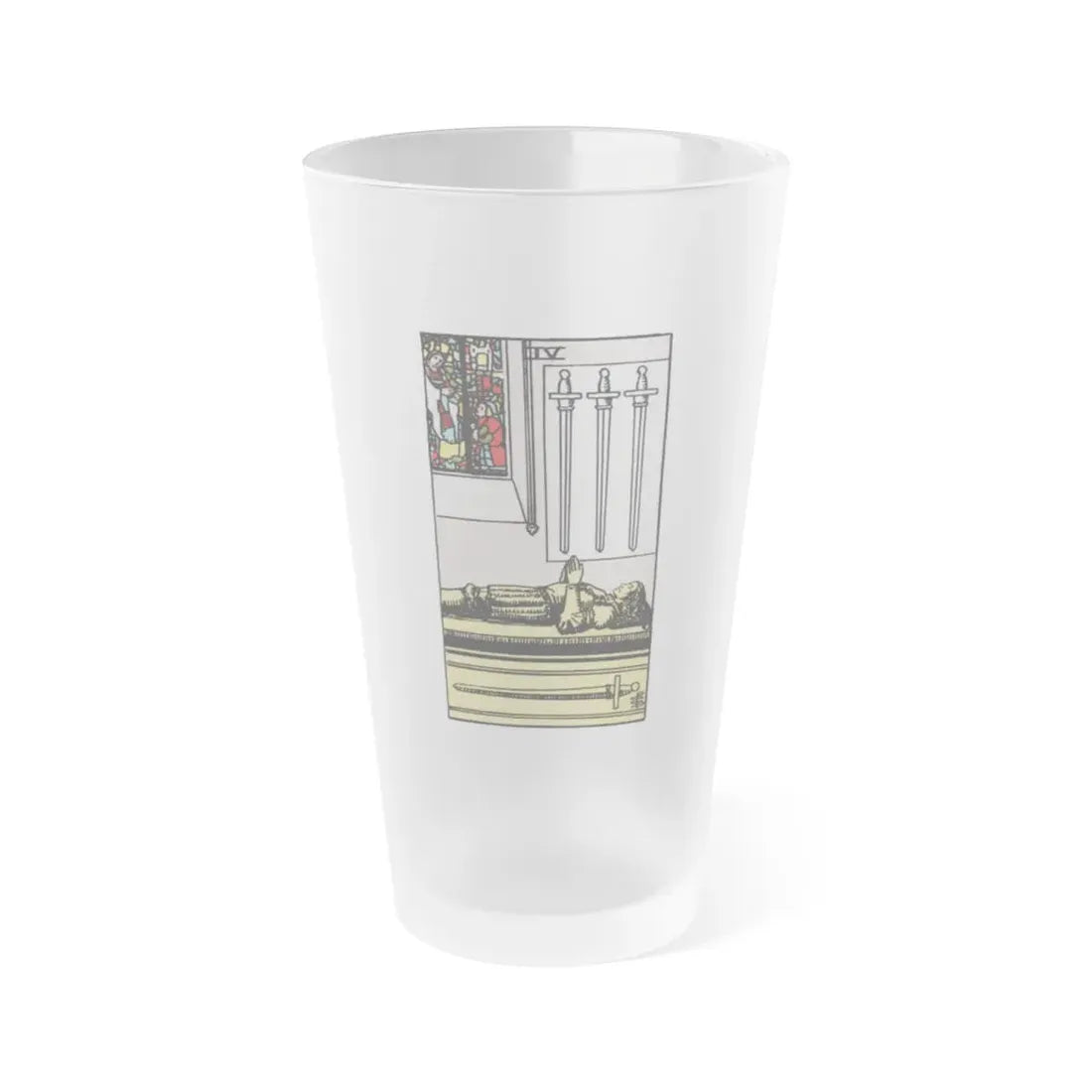 The 4 of Swords (Tarot Card) Frosted Pint Glass 16oz Default Title - Go Mug Yourself