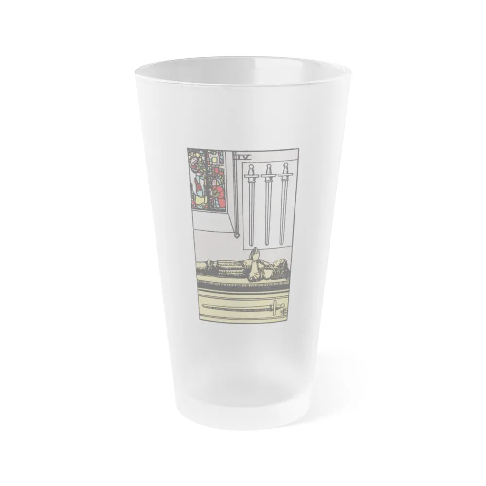 The 4 of Swords (Tarot Card) Frosted Pint Glass 16oz-Go Mug Yourself