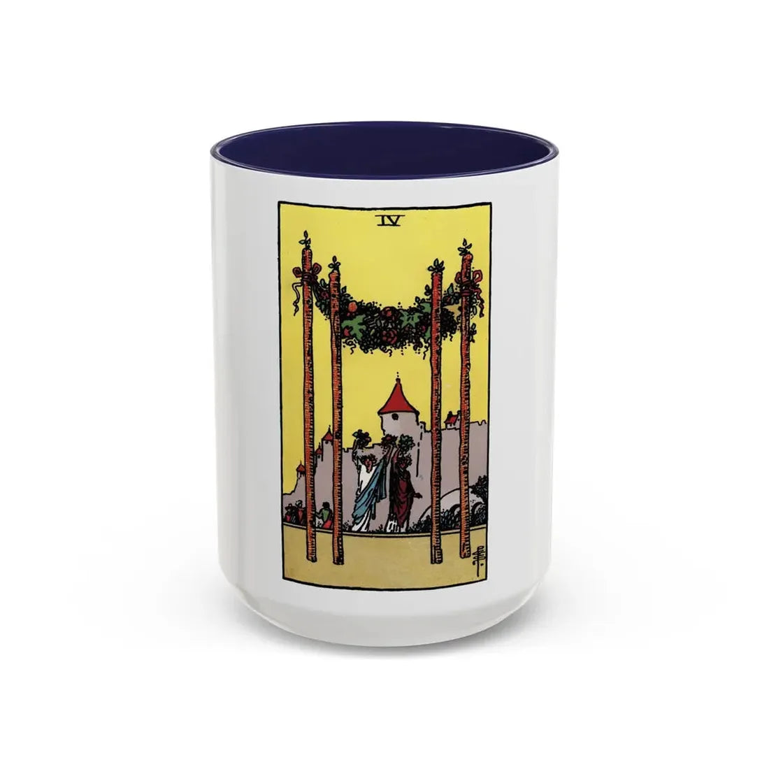 The 4 of Wands (Tarot Card) Accent Coffee Mug 15oz Navy - Go Mug Yourself