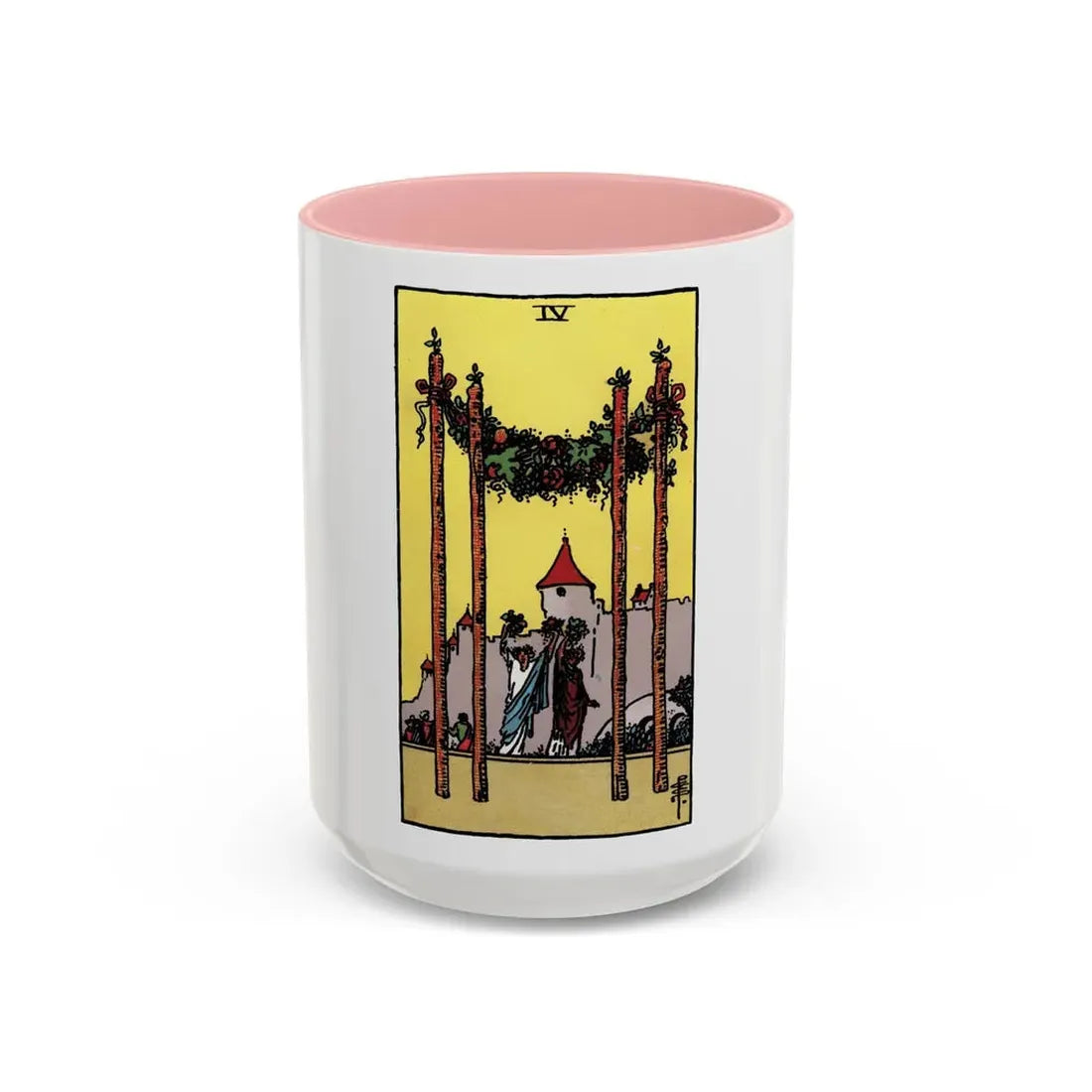 The 4 of Wands (Tarot Card) Accent Coffee Mug 15oz Pink - Go Mug Yourself