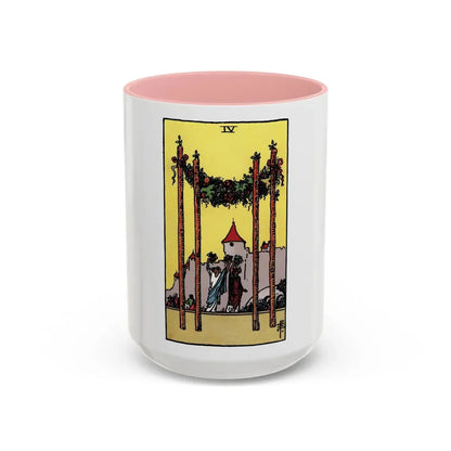 The 4 of Wands (Tarot Card) Accent Coffee Mug 15oz Pink - Go Mug Yourself