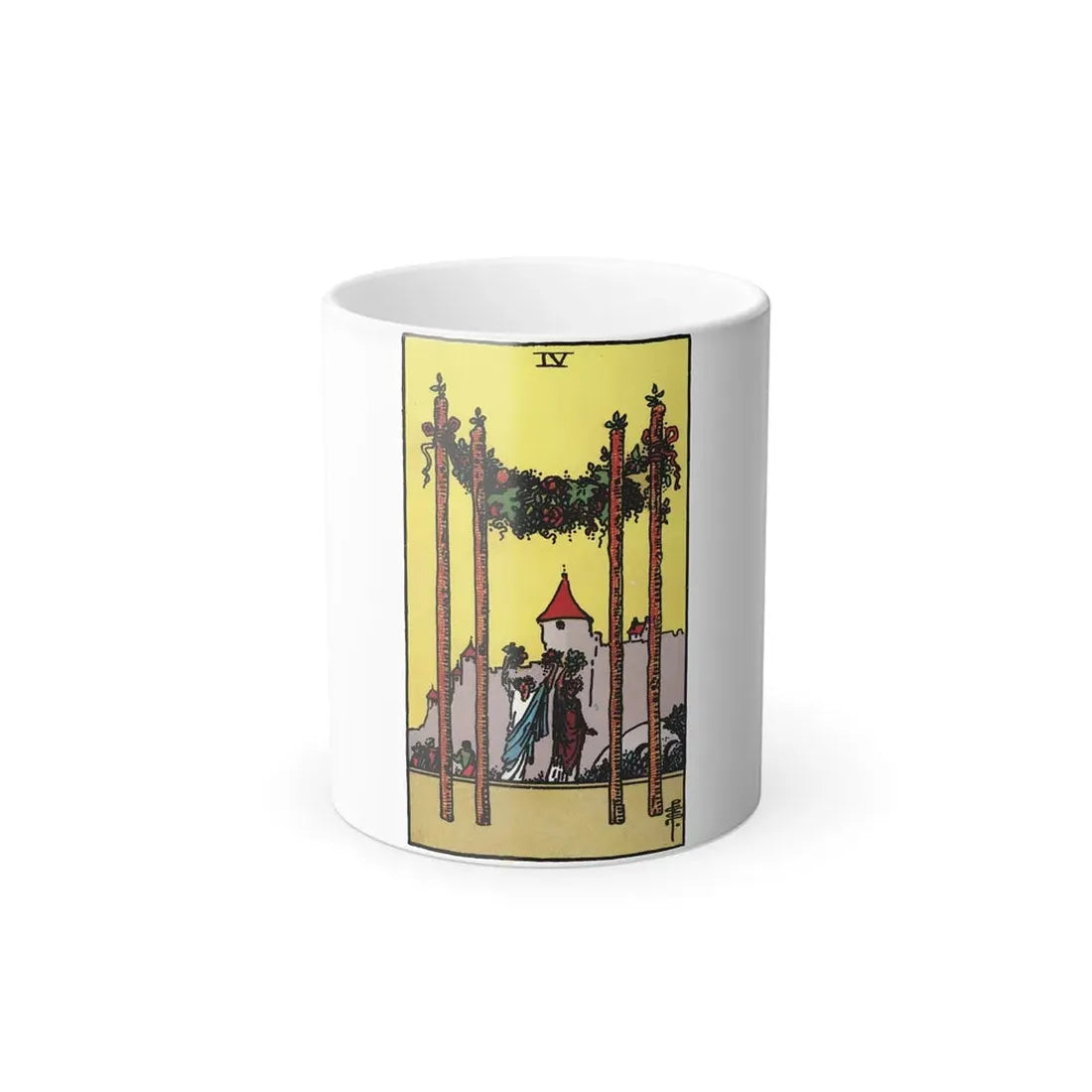 The 4 of Wands (Tarot Card) Color Changing Mug 11oz - Go Mug Yourself