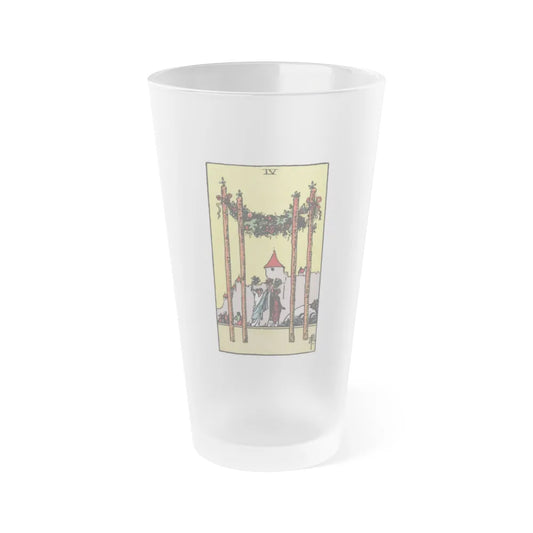 The 4 of Wands (Tarot Card) Frosted Pint Glass 16oz-Go Mug Yourself