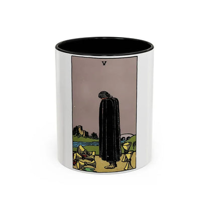 The 5 of Cups (Tarot Card) Accent Coffee Mug 11oz Black - Go Mug Yourself