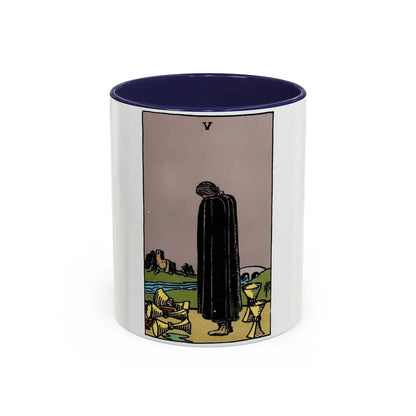 The 5 of Cups (Tarot Card) Accent Coffee Mug 11oz Navy - Go Mug Yourself