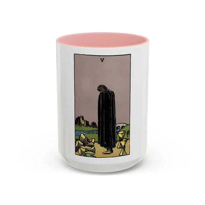 The 5 of Cups (Tarot Card) Accent Coffee Mug 15oz Pink - Go Mug Yourself