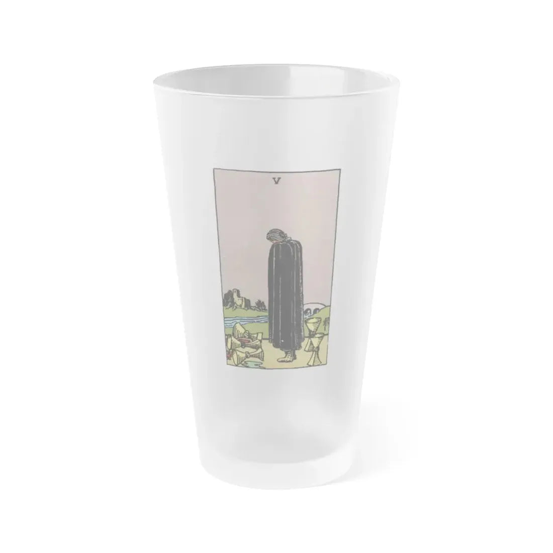 The 5 of Cups (Tarot Card) Frosted Pint Glass 16oz Default Title - Go Mug Yourself