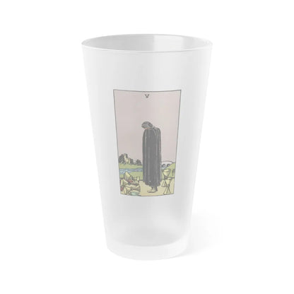 The 5 of Cups (Tarot Card) Frosted Pint Glass 16oz-Go Mug Yourself