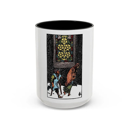 The 5 of Pentacles (Tarot Card) Accent Coffee Mug 15oz Black - Go Mug Yourself