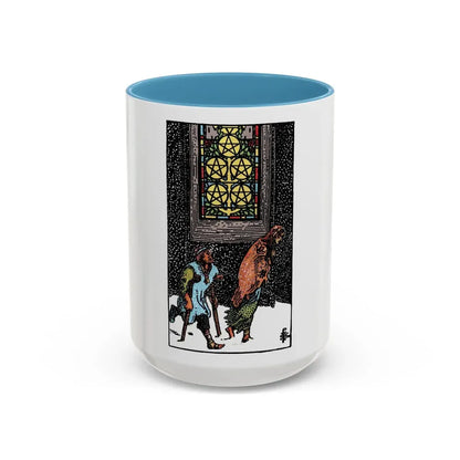 The 5 of Pentacles (Tarot Card) Accent Coffee Mug 15oz Light Blue - Go Mug Yourself