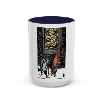 The 5 of Pentacles (Tarot Card) Accent Coffee Mug 15oz Navy - Go Mug Yourself