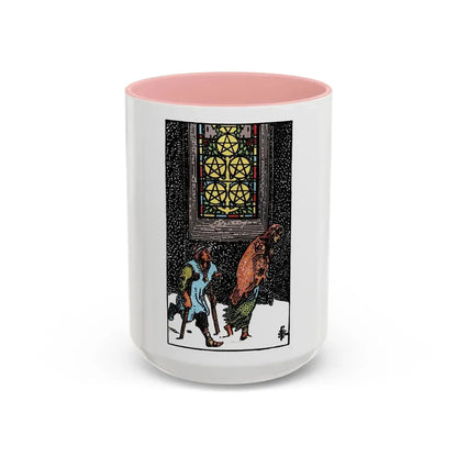 The 5 of Pentacles (Tarot Card) Accent Coffee Mug 15oz Pink - Go Mug Yourself