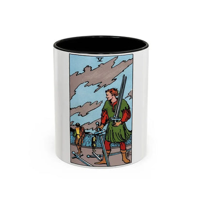 The 5 of Swords (Tarot Card) Accent Coffee Mug 11oz Black - Go Mug Yourself
