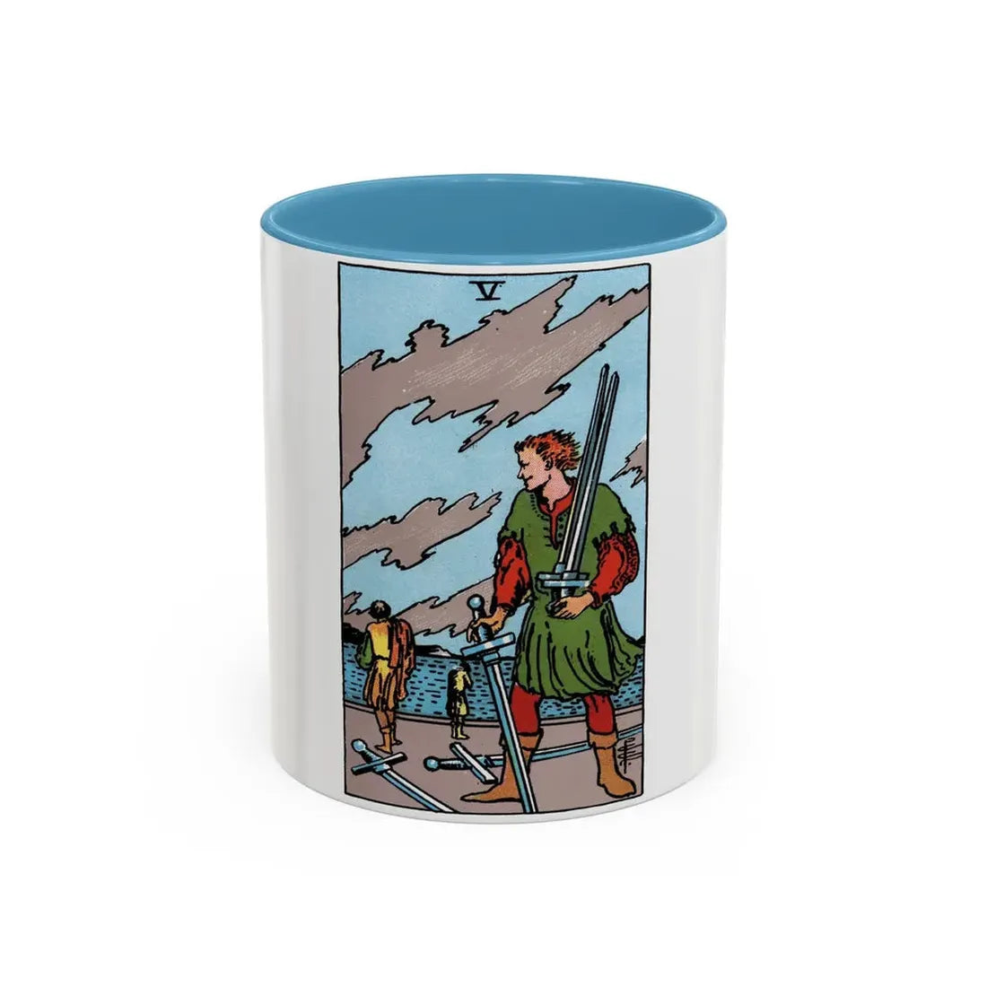 The 5 of Swords (Tarot Card) Accent Coffee Mug 11oz Light Blue - Go Mug Yourself