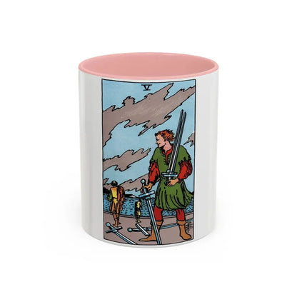 The 5 of Swords (Tarot Card) Accent Coffee Mug 11oz Pink - Go Mug Yourself