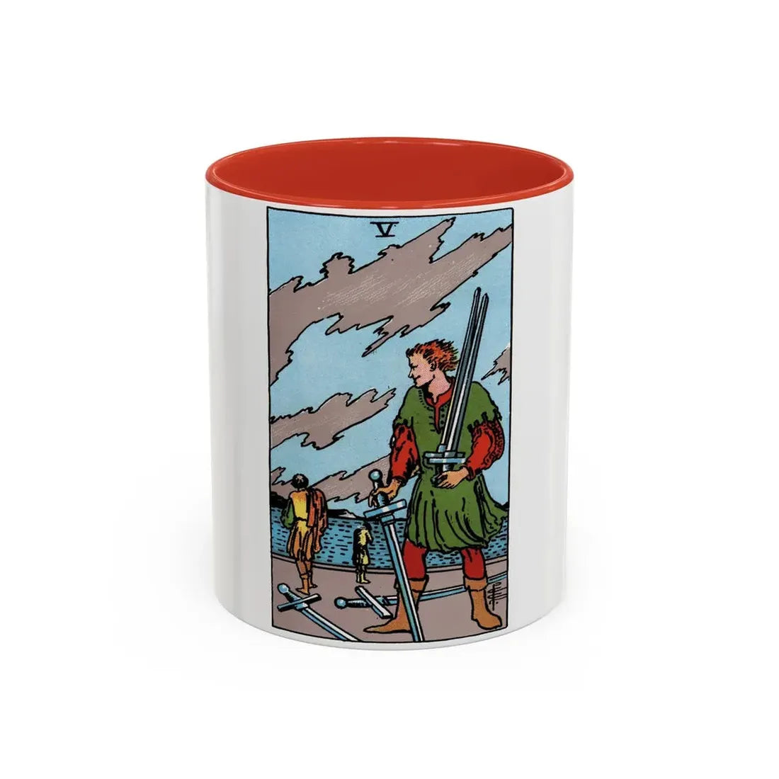 The 5 of Swords (Tarot Card) Accent Coffee Mug 11oz Red - Go Mug Yourself