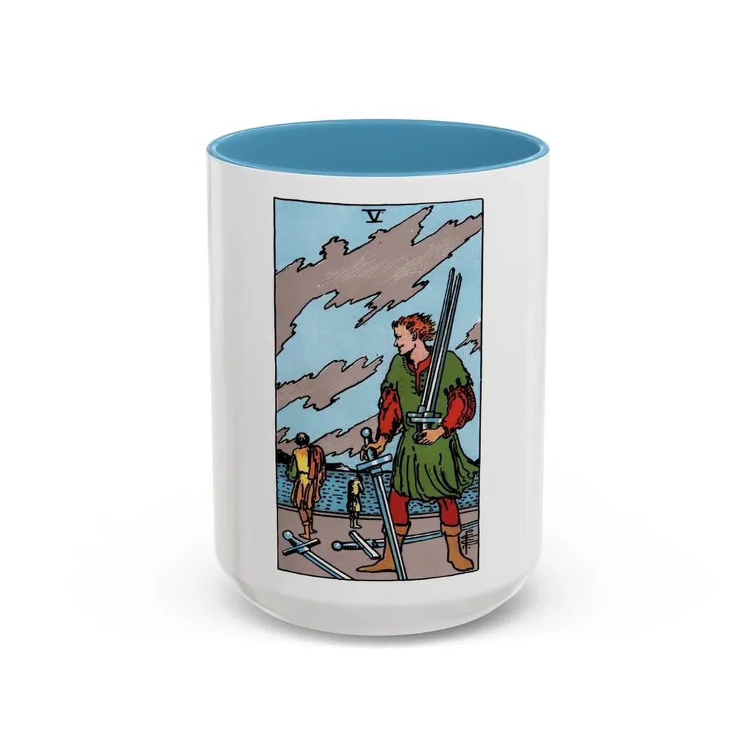 The 5 of Swords (Tarot Card) Accent Coffee Mug 15oz Light Blue - Go Mug Yourself