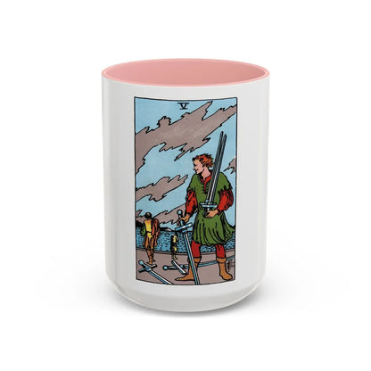 The 5 of Swords (Tarot Card) Accent Coffee Mug-15oz-Pink-Go Mug Yourself
