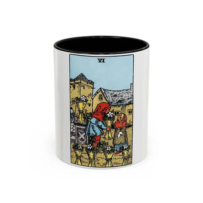 The 6 of Cups (Tarot Card) Accent Coffee Mug 11oz Black - Go Mug Yourself