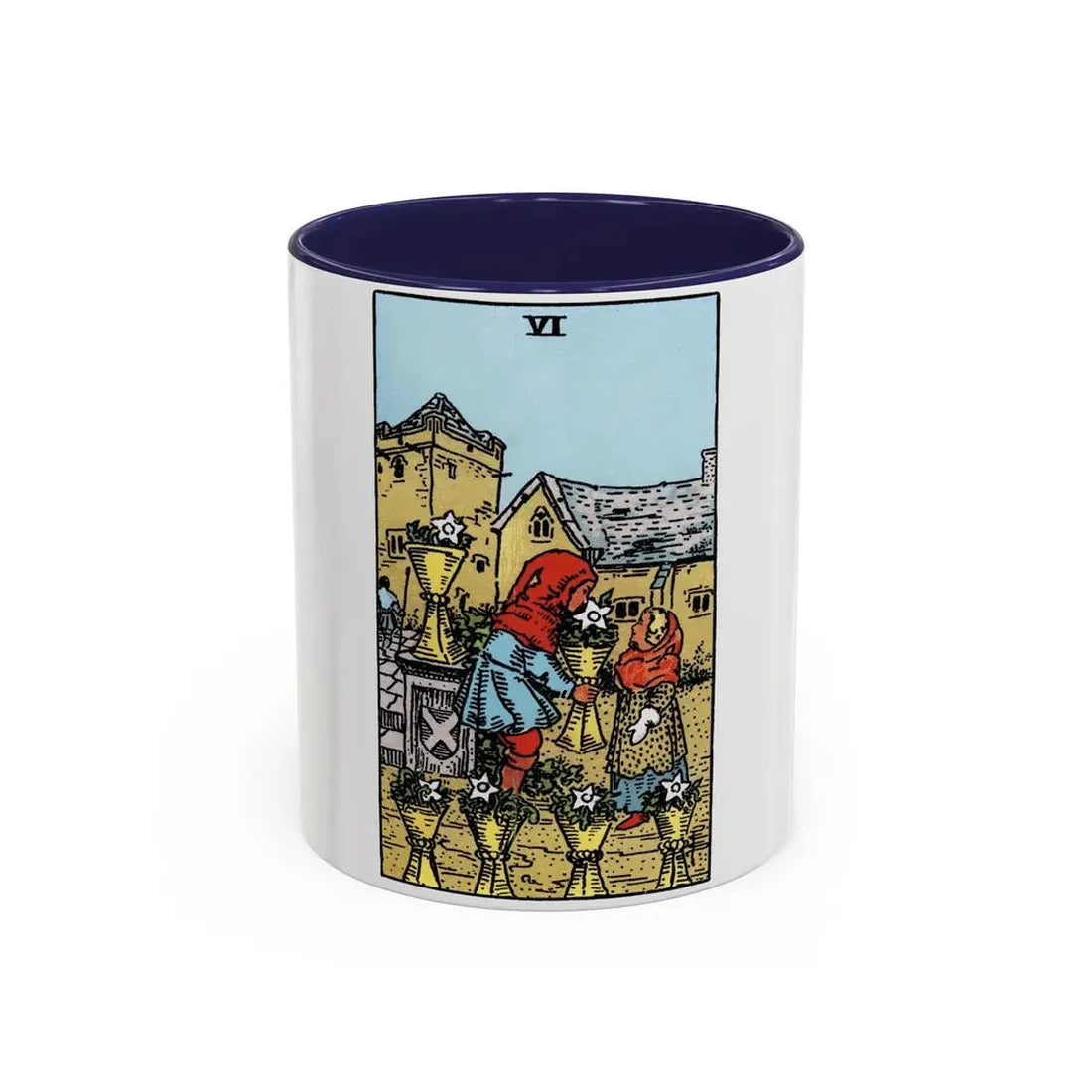The 6 of Cups (Tarot Card) Accent Coffee Mug 11oz Navy - Go Mug Yourself