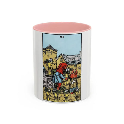 The 6 of Cups (Tarot Card) Accent Coffee Mug 11oz Pink - Go Mug Yourself
