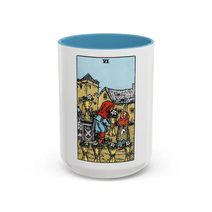 The 6 of Cups (Tarot Card) Accent Coffee Mug 15oz Light Blue - Go Mug Yourself