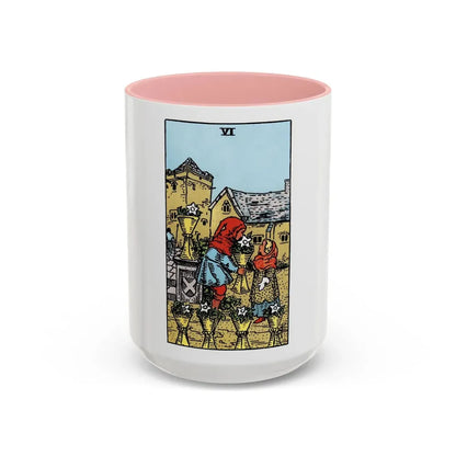 The 6 of Cups (Tarot Card) Accent Coffee Mug 15oz Pink - Go Mug Yourself
