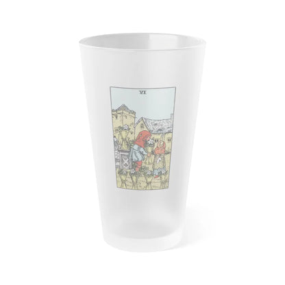 The 6 of Cups (Tarot Card) Frosted Pint Glass 16oz-Go Mug Yourself