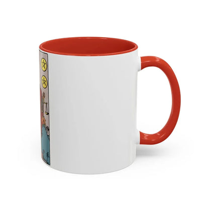 The 6 of Pentacles (Tarot Card) Accent Coffee Mug - Go Mug Yourself