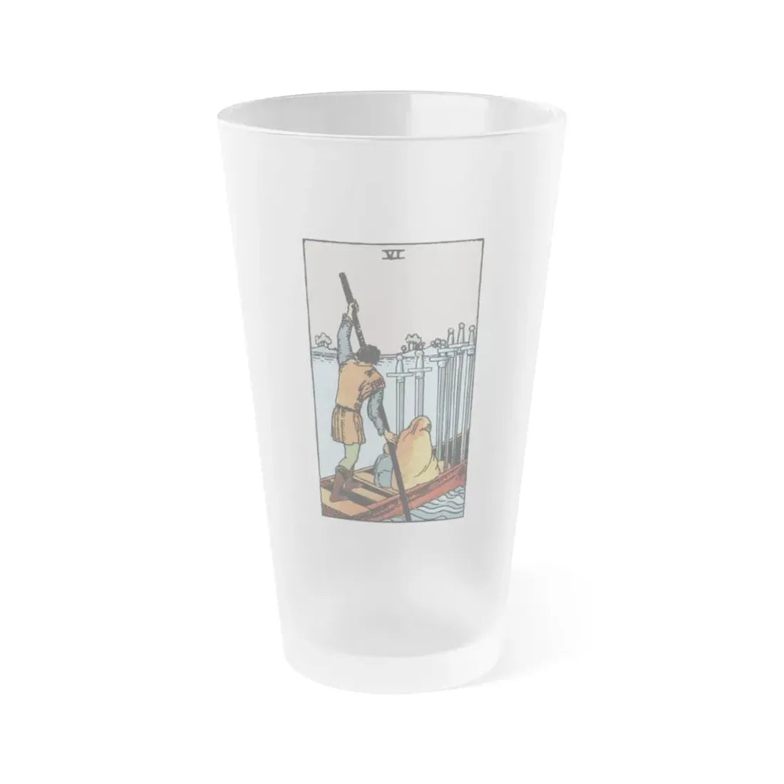 The 6 of Swords (Tarot Card) Frosted Pint Glass 16oz Default Title - Go Mug Yourself