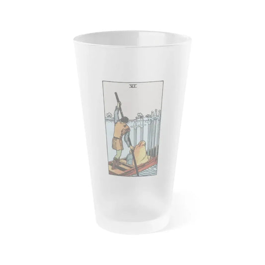 The 6 of Swords (Tarot Card) Frosted Pint Glass 16oz Default Title - Go Mug Yourself