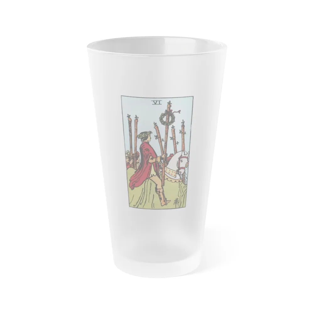 The 6 of Wands (Tarot Card) Frosted Pint Glass 16oz-Go Mug Yourself