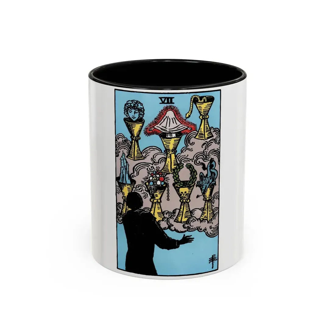 The 7 of Cups (Tarot Card) Accent Coffee Mug 11oz Black - Go Mug Yourself