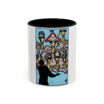 The 7 of Cups (Tarot Card) Accent Coffee Mug 11oz Black - Go Mug Yourself