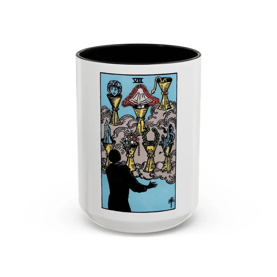 The 7 of Cups (Tarot Card) Accent Coffee Mug 15oz Black - Go Mug Yourself