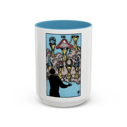 The 7 of Cups (Tarot Card) Accent Coffee Mug 15oz Light Blue - Go Mug Yourself